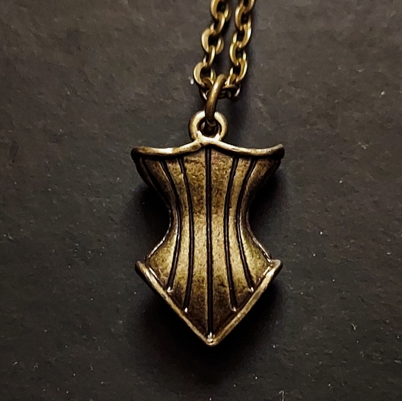 Handmade 10 in. Elegant Bronze Steampunk Corset Necklace - Picture 3 of 5